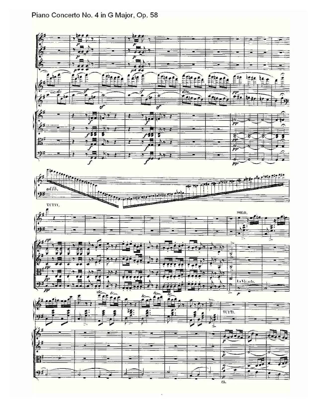 Ｇ大调钢琴第四协奏曲 Op.58 第三乐章（总谱）