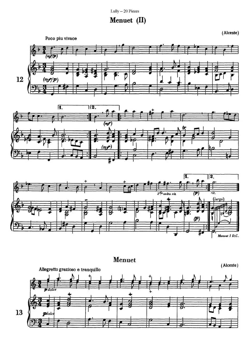 卢黎20首长笛附带钢琴伴奏曲