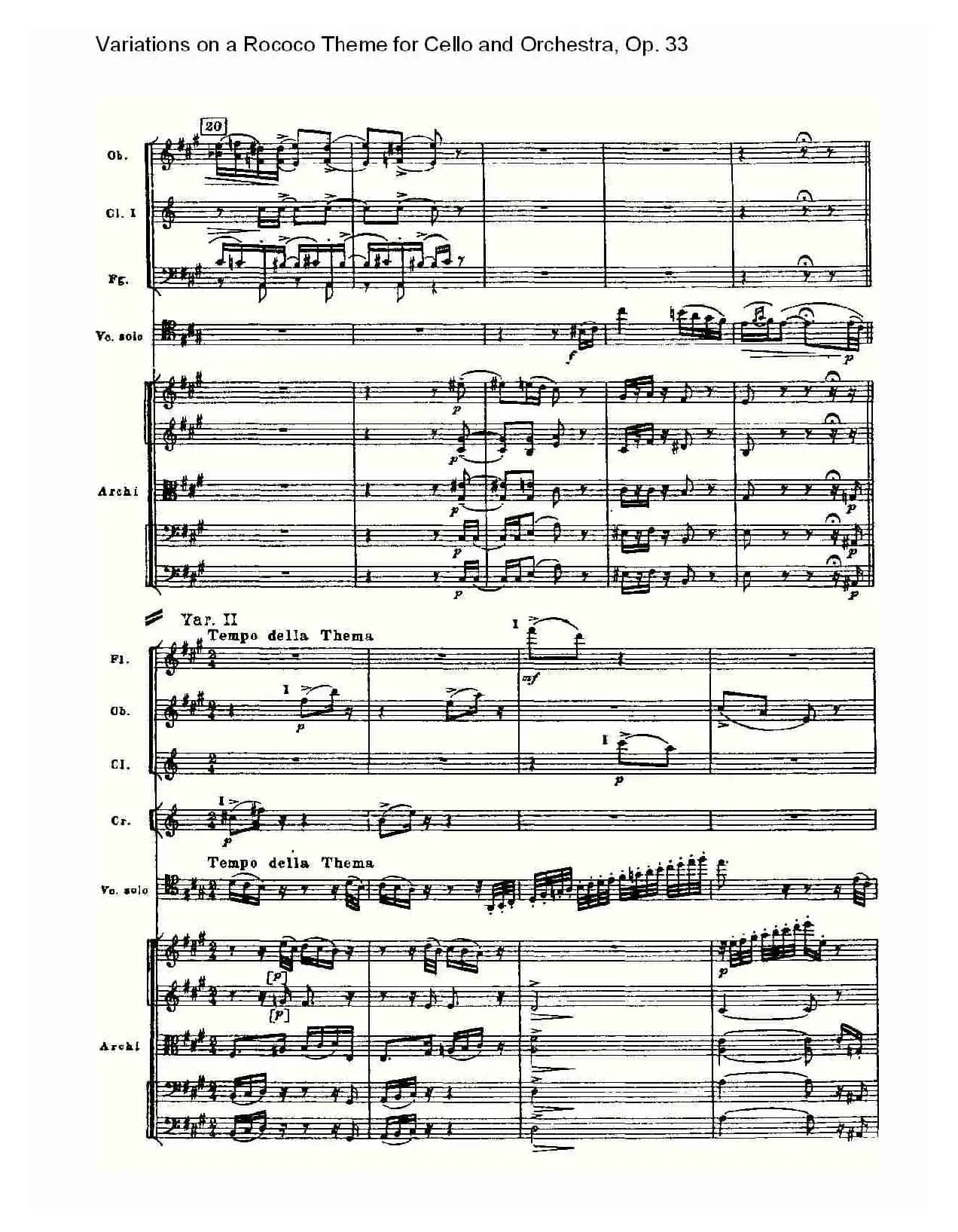 大提琴与管弦乐洛可可主题a小调变奏曲, Op.33（一）