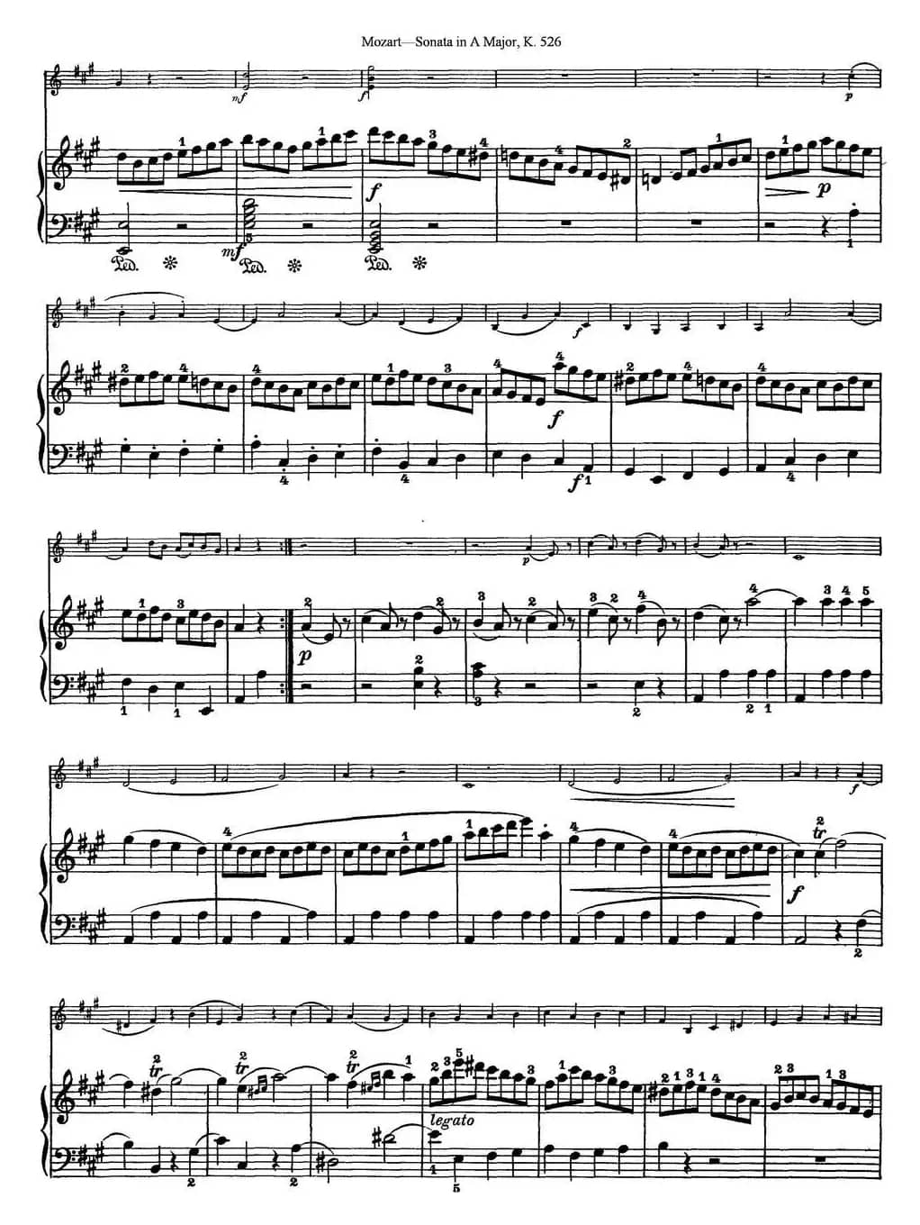 Violin Sonata in A Major K.526（小提琴+钢琴伴奏）