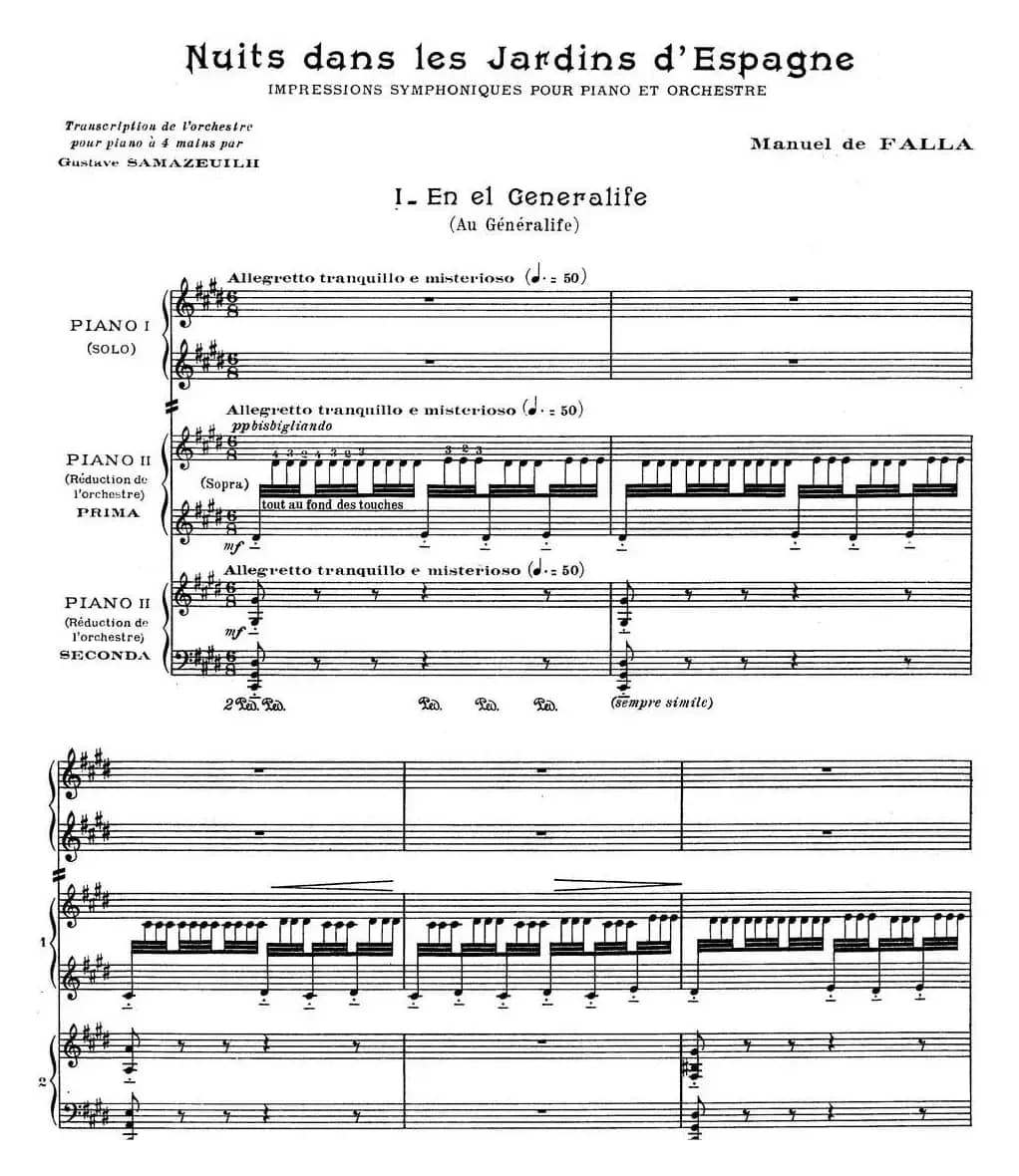 Nights in the Gardens of Spain 西班牙花园之夜 双钢琴版（Ⅰ-En el Generalife）