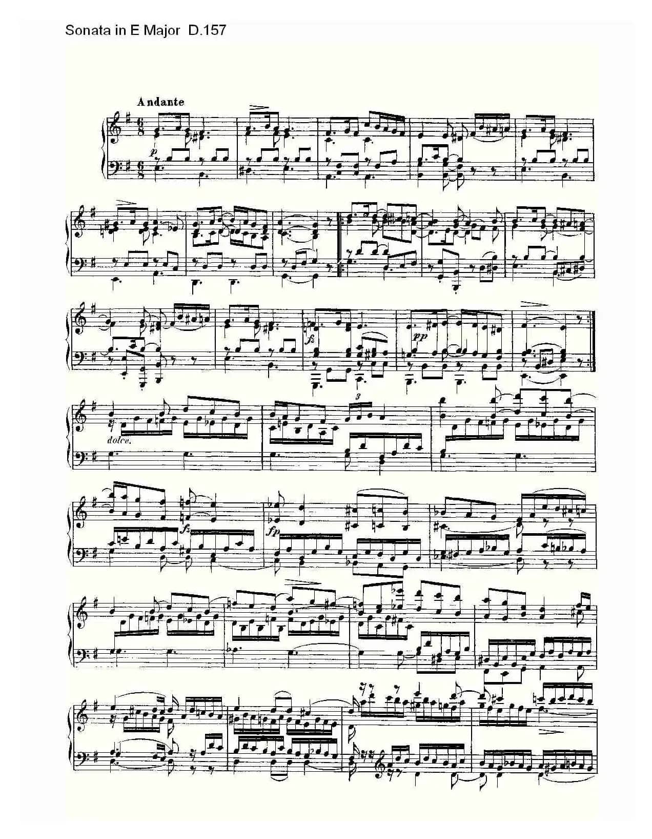 Sonata in E Major D.157（E大调奏鸣曲 D.157）