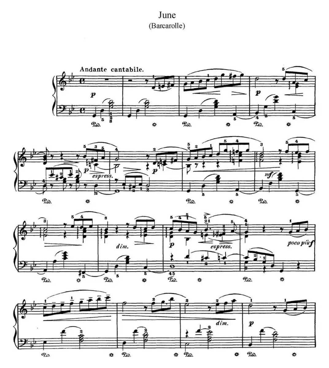 柴可夫斯基 四季 6月 船歌 g小调 Barcarolle G minor