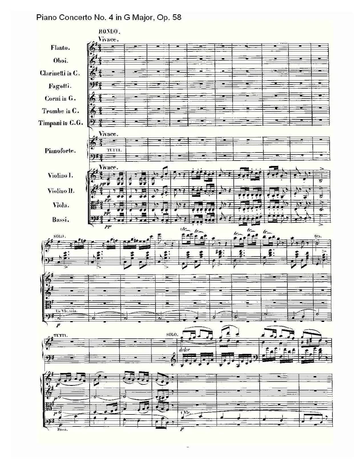 Ｇ大调钢琴第四协奏曲 Op.58 第三乐章（总谱）