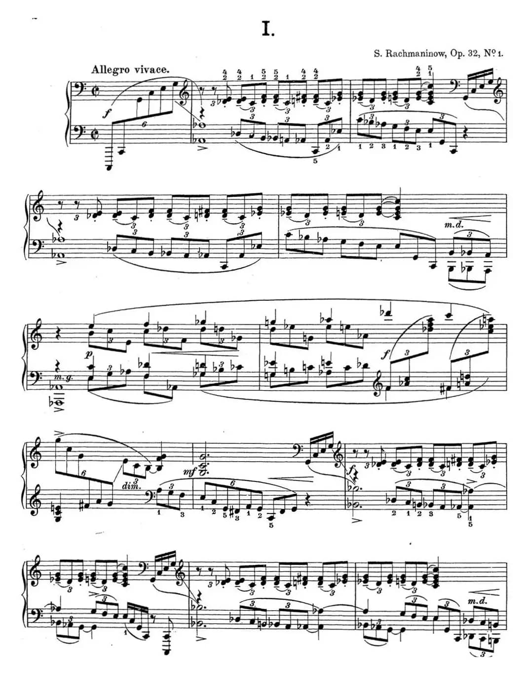 拉赫玛尼诺夫 钢琴前奏曲12 C大调 Op.32 No.1