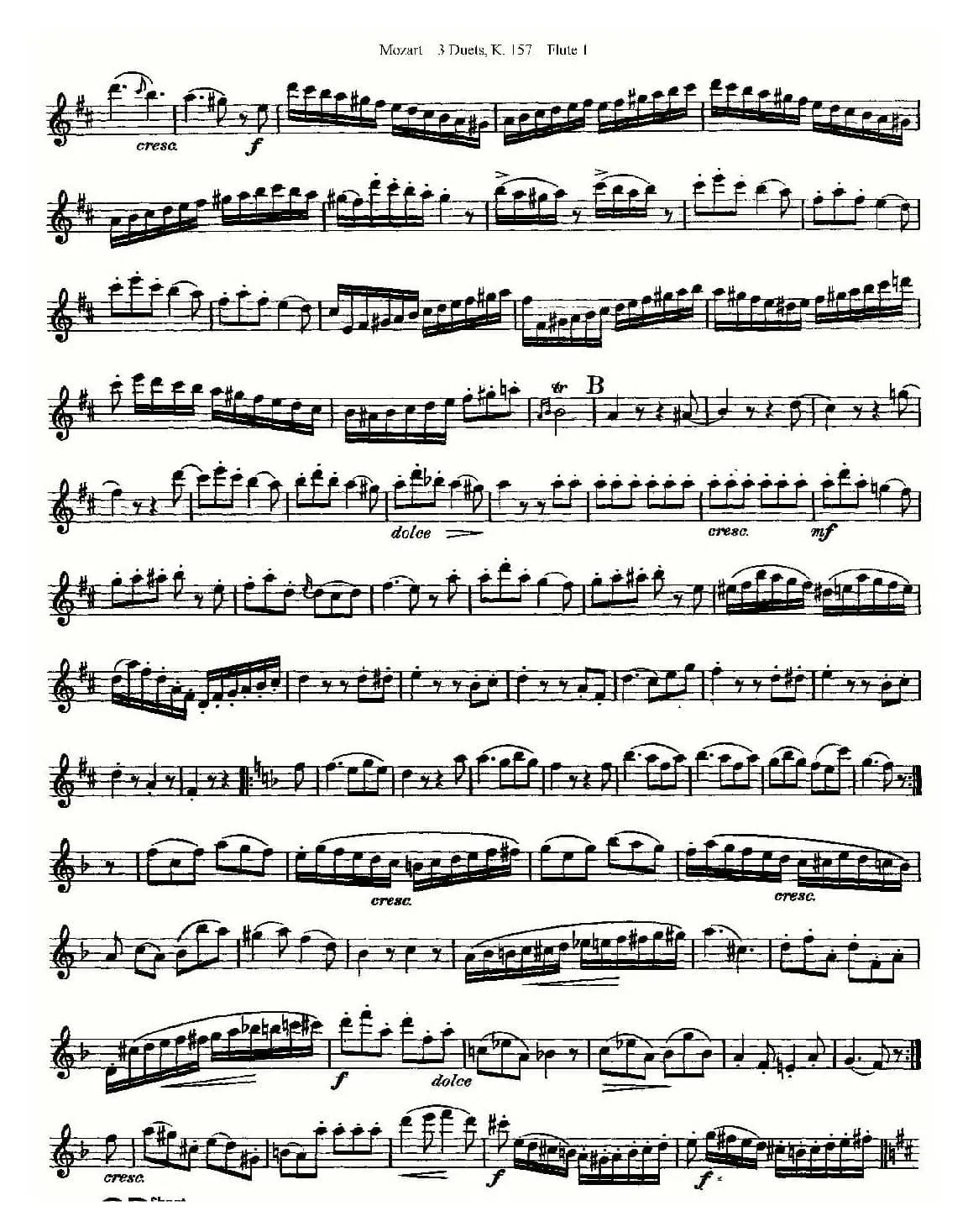 3 Duets K.157 之第一长笛（二重奏三首 K157号）