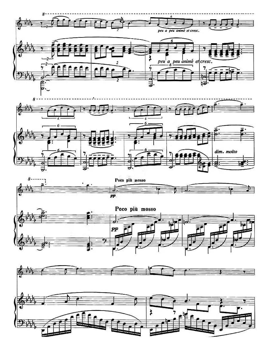 月光（CLAIR DE LUNE、德彪西作曲版、小提琴+钢琴伴奏）