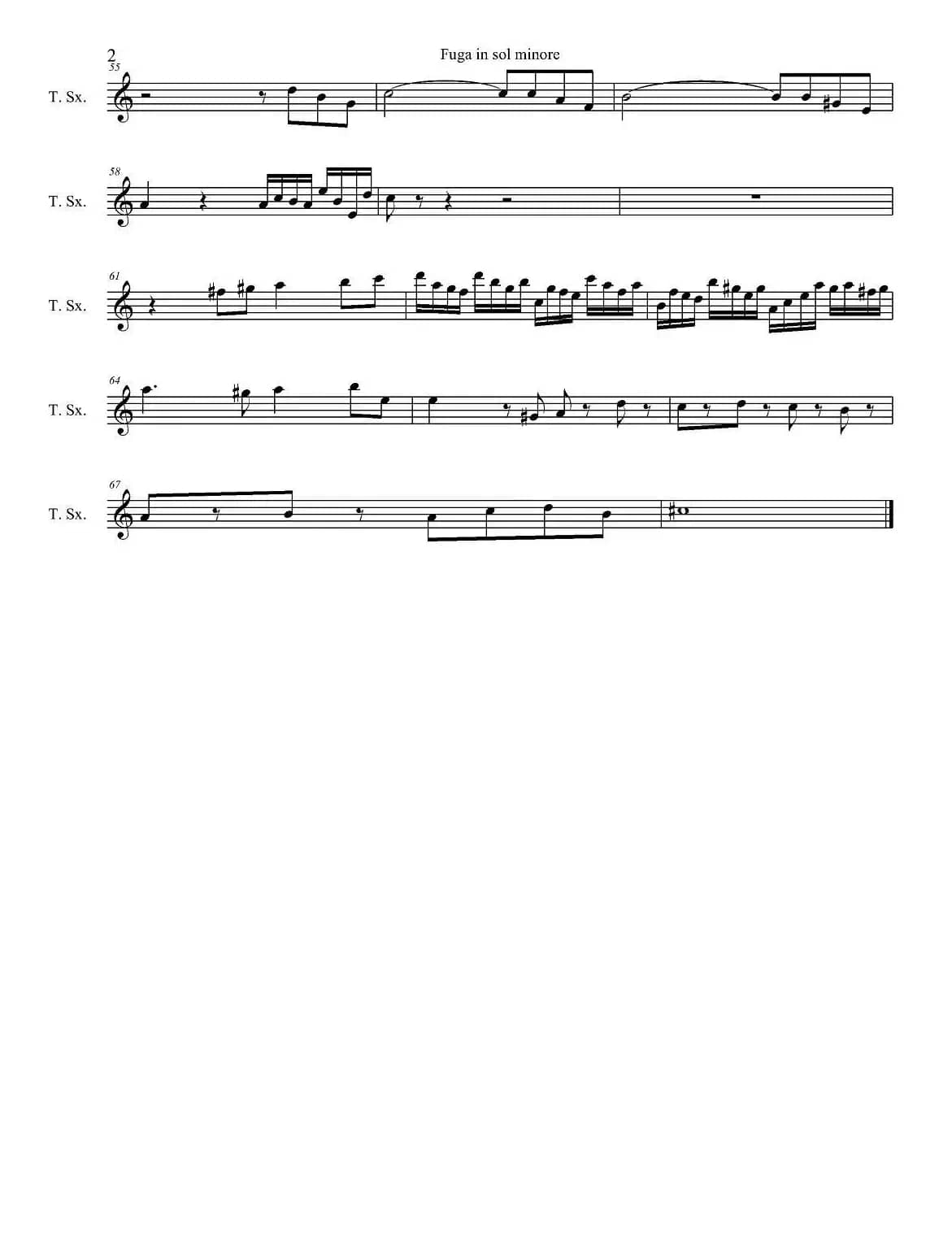 Fuga in sol minore（四重奏之次中音萨克斯分谱）