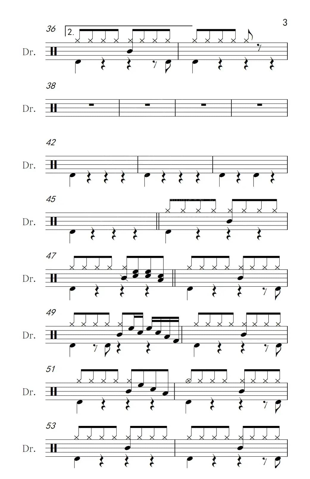 牵手（架子鼓谱）