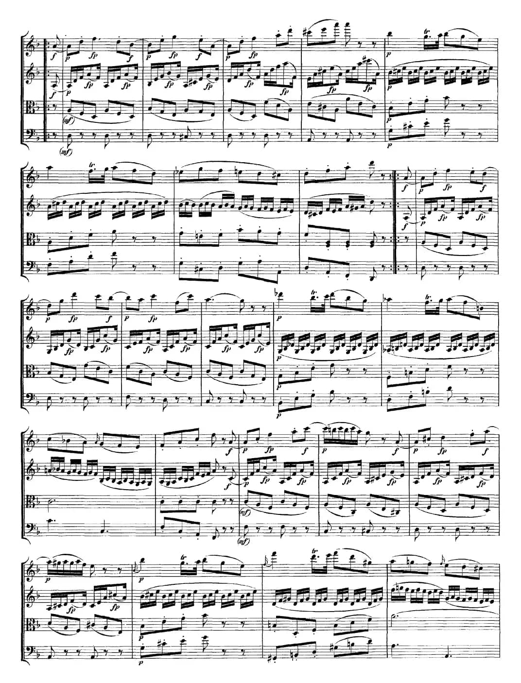 Mozart《Quartet No.15 in D Minor,K.421》（总谱）