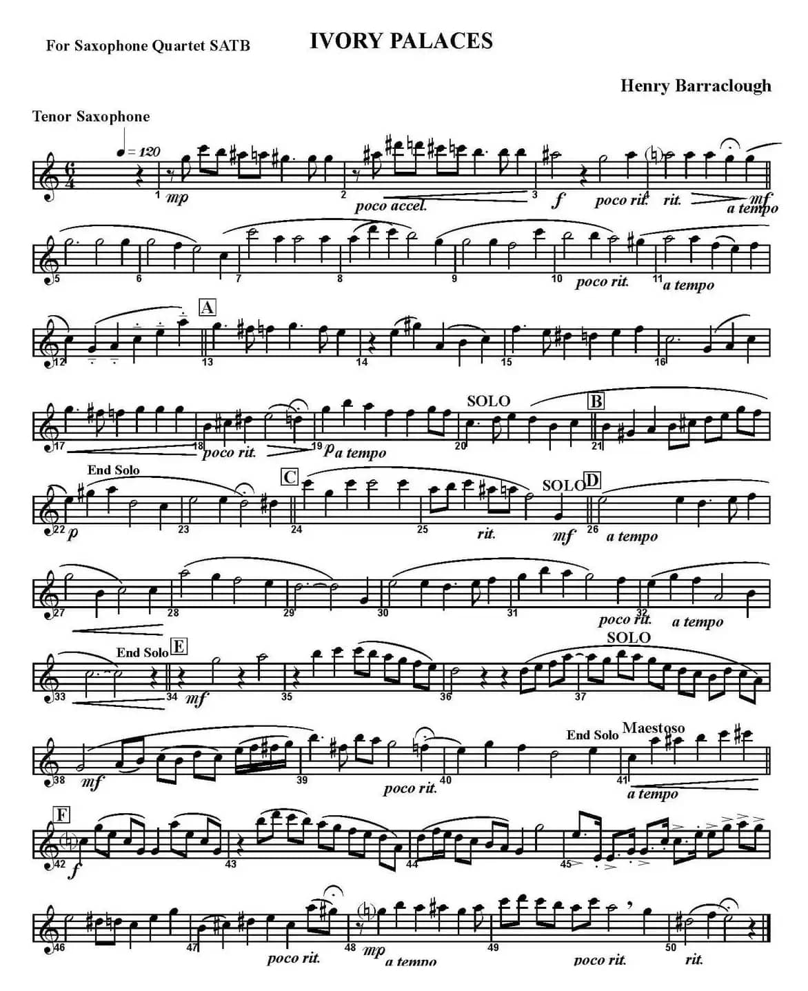 IVORY PALACES（四重奏·次中音萨克斯分谱）