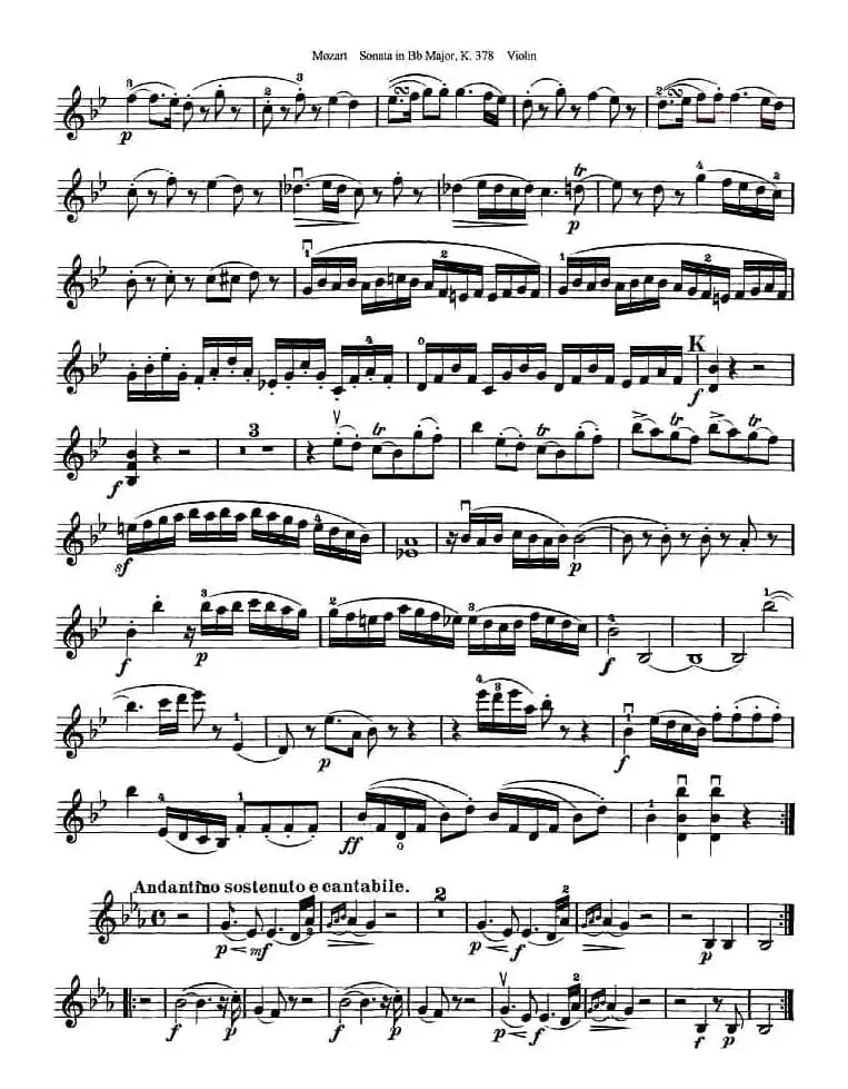 莫扎特小提琴奏鸣曲降B大调（k.378）