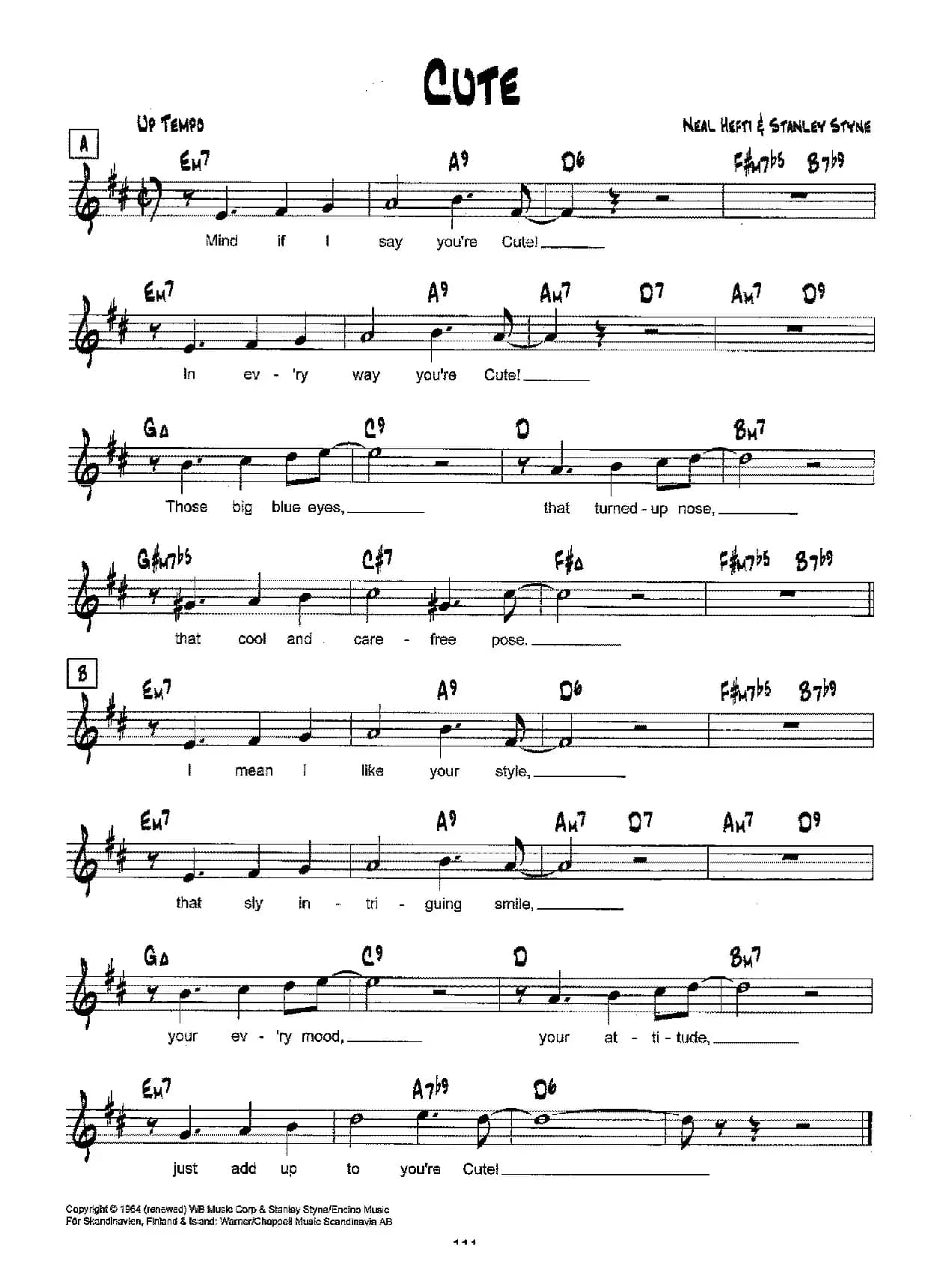 降B爵士乐谱：CUTE