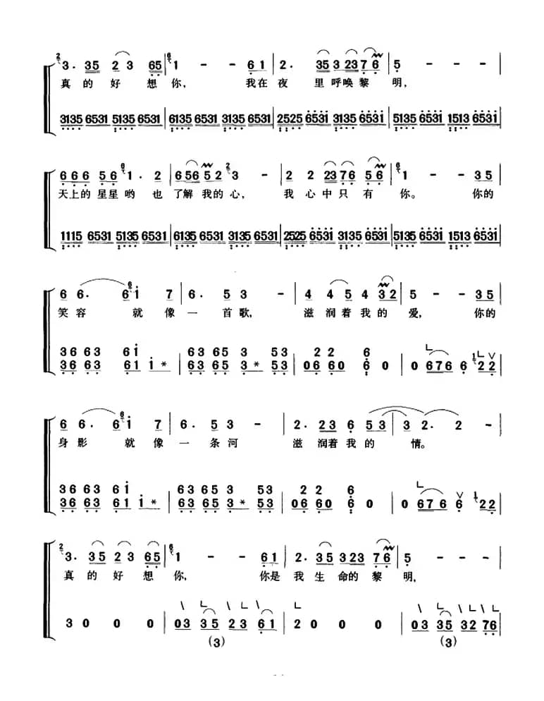 真的好想你（弹唱谱）