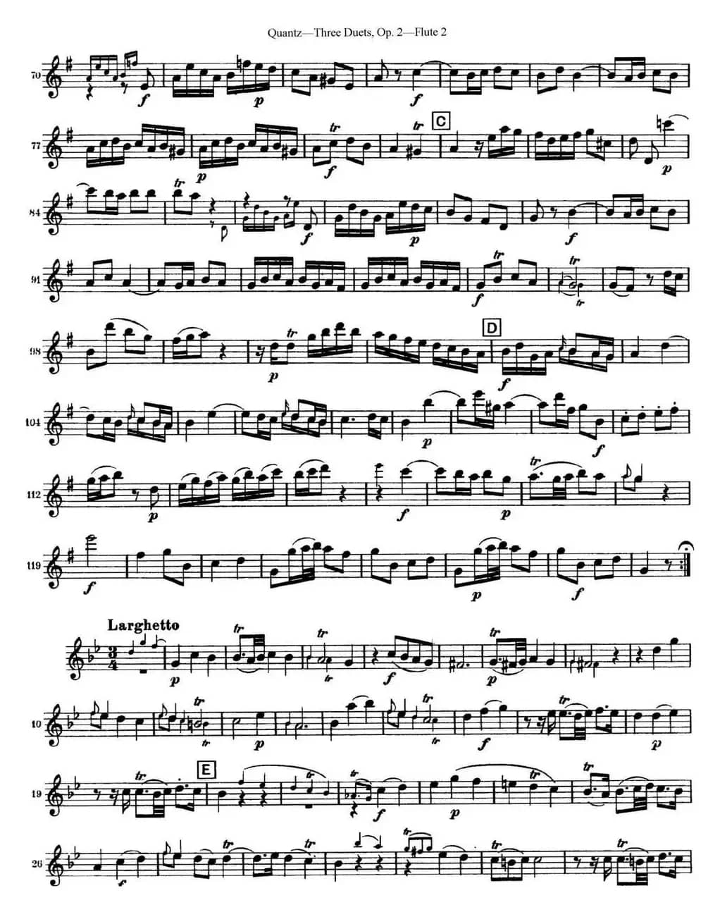 匡茨G大调长笛二重奏Op.2——Flute 2（No.1）