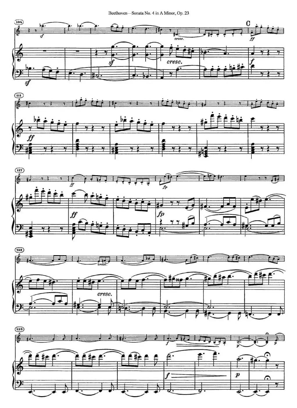 Violin Sonata No.4 in A Minor Op.23（小提琴+钢琴伴奏）