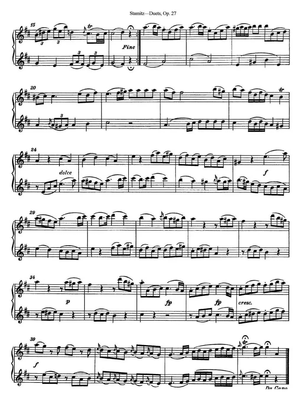斯塔米茨二重奏长笛练习曲Op.27（No.2）