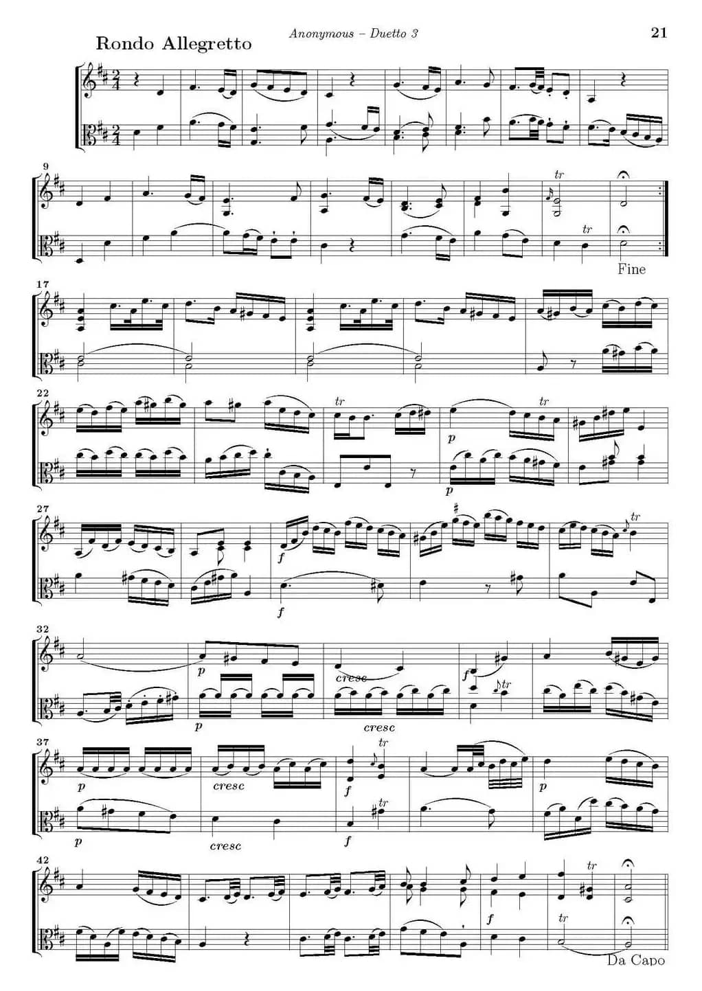 Duetto 3（小提琴+中提琴）