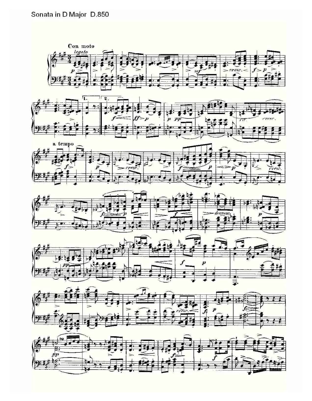Sonata in D Major D.850（D大调奏鸣曲 D.850）
