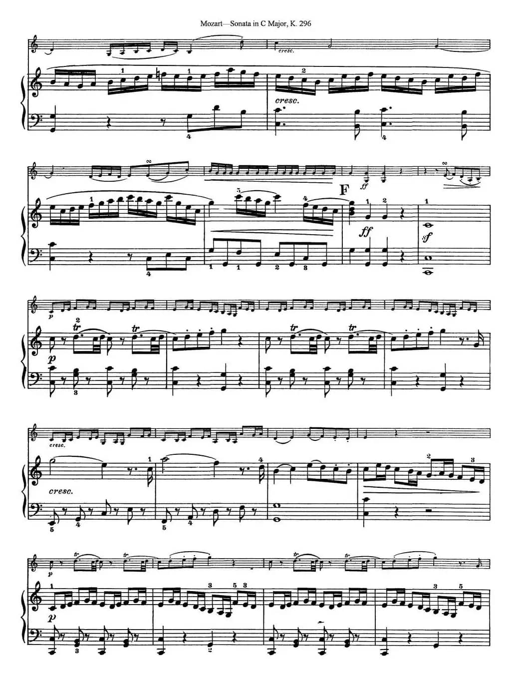 Violin Sonata in C Major K.296（小提琴+钢琴伴奏）