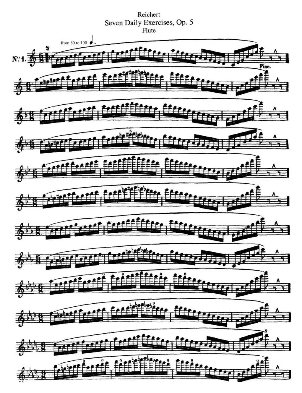 瑞澈特七首每日长笛练习曲Op.5（NO.1）