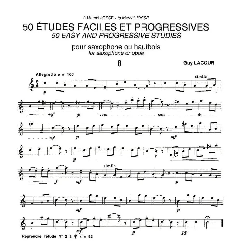 Guy Lacour 50 首萨克斯练习曲之八
