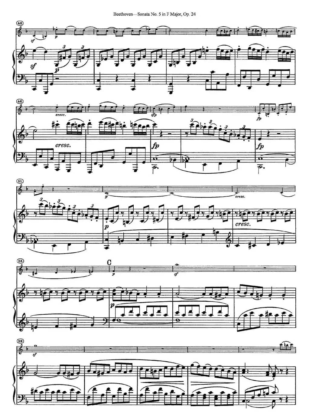 Violin Sonata No.5 in F Major Op.24（小提琴+钢琴伴奏）