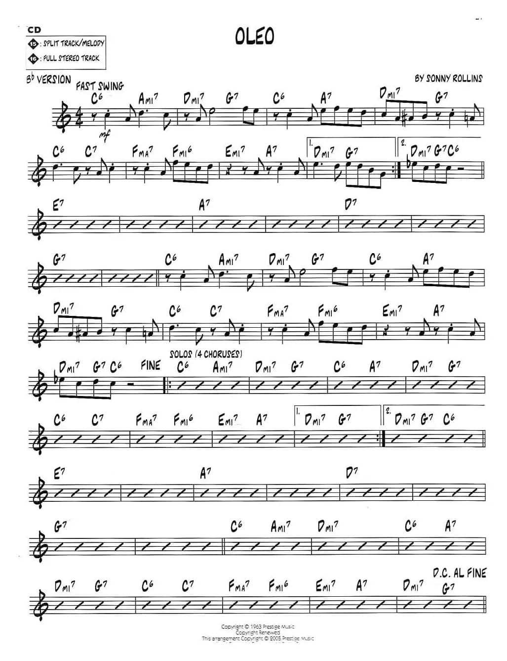 OLEO（jazz系列萨克斯谱）