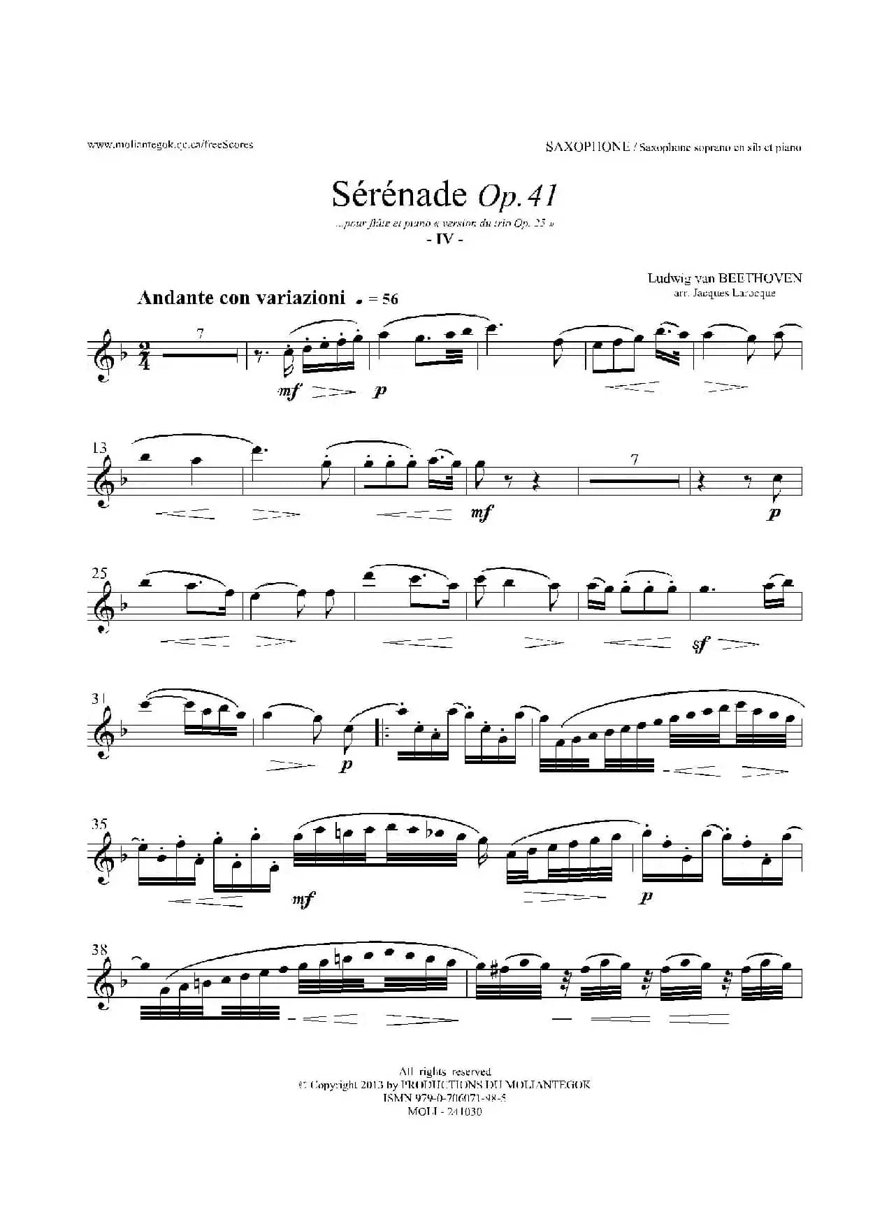 小夜曲 Op.41（高音萨克斯）