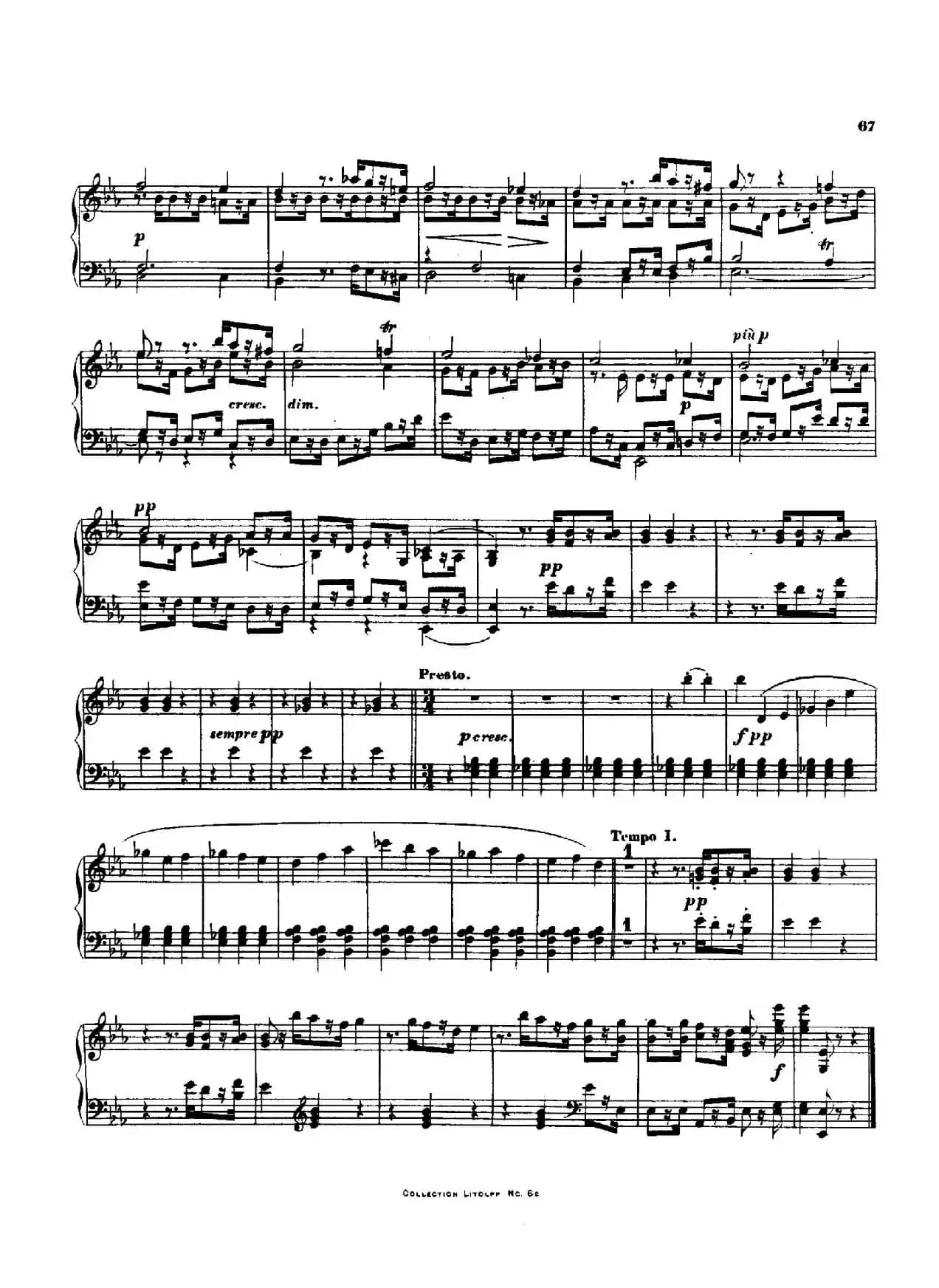 降E大调第十二弦乐四重奏（钢琴独奏版）