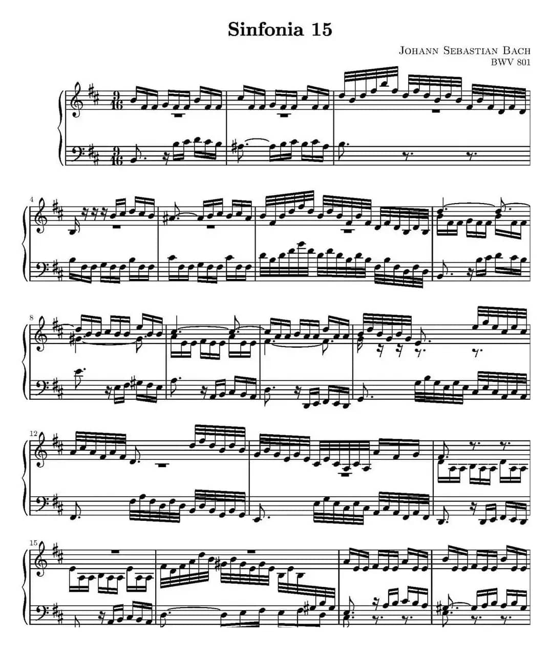 15首巴赫三部创意曲集（NO.15）