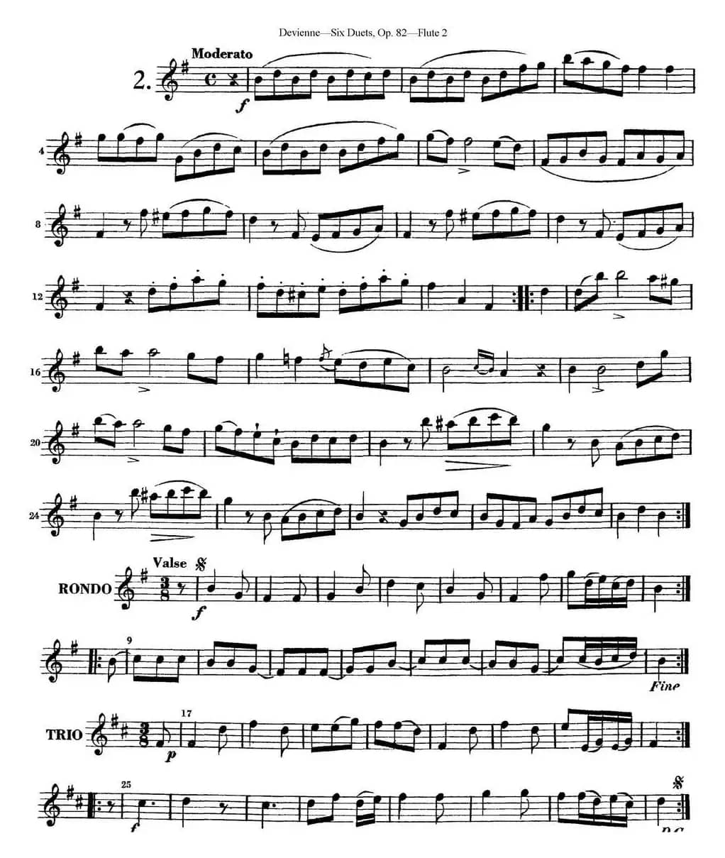 德维埃纳六个长笛二重奏小段Op.82——Flute 2（NO.2）
