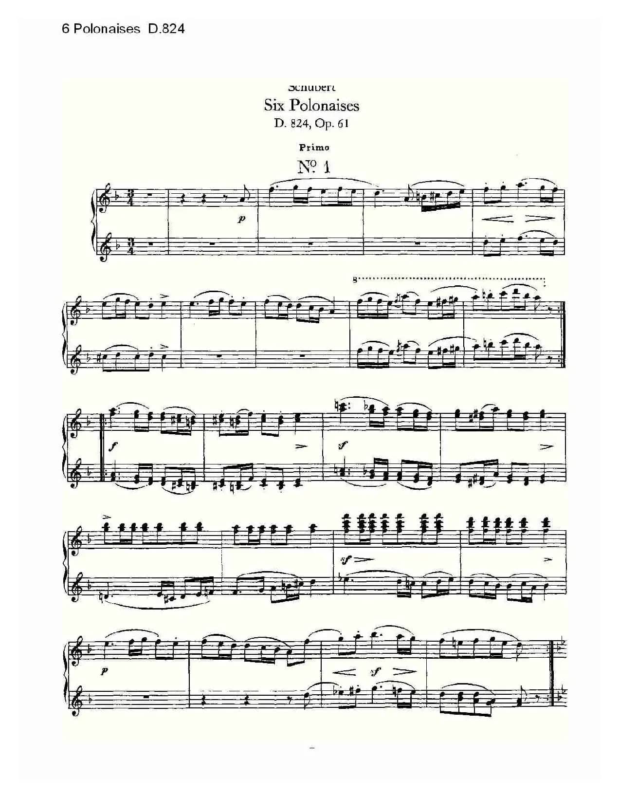 6 Polonaises D.824（6波罗乃兹舞曲 D.824）