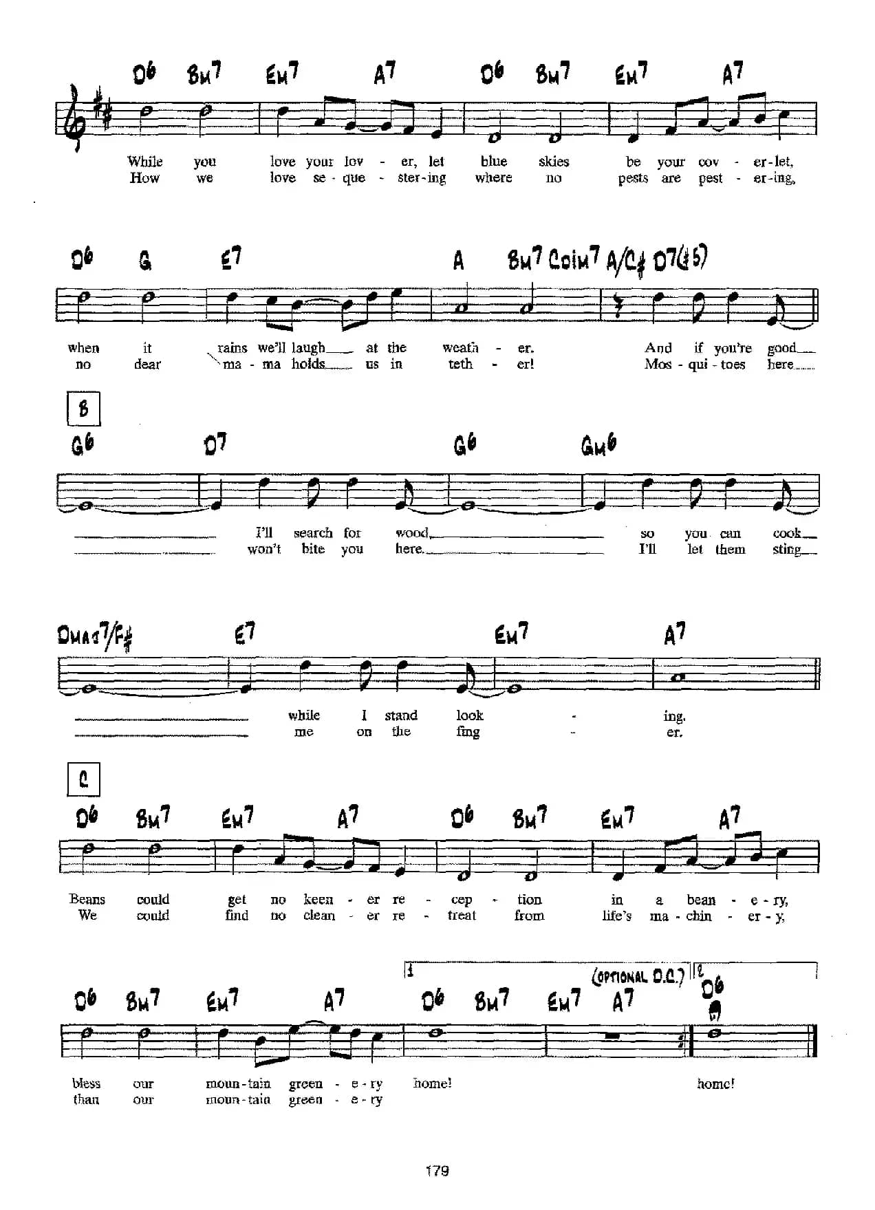 降B爵士乐谱：MOUNTAIN GREENERY