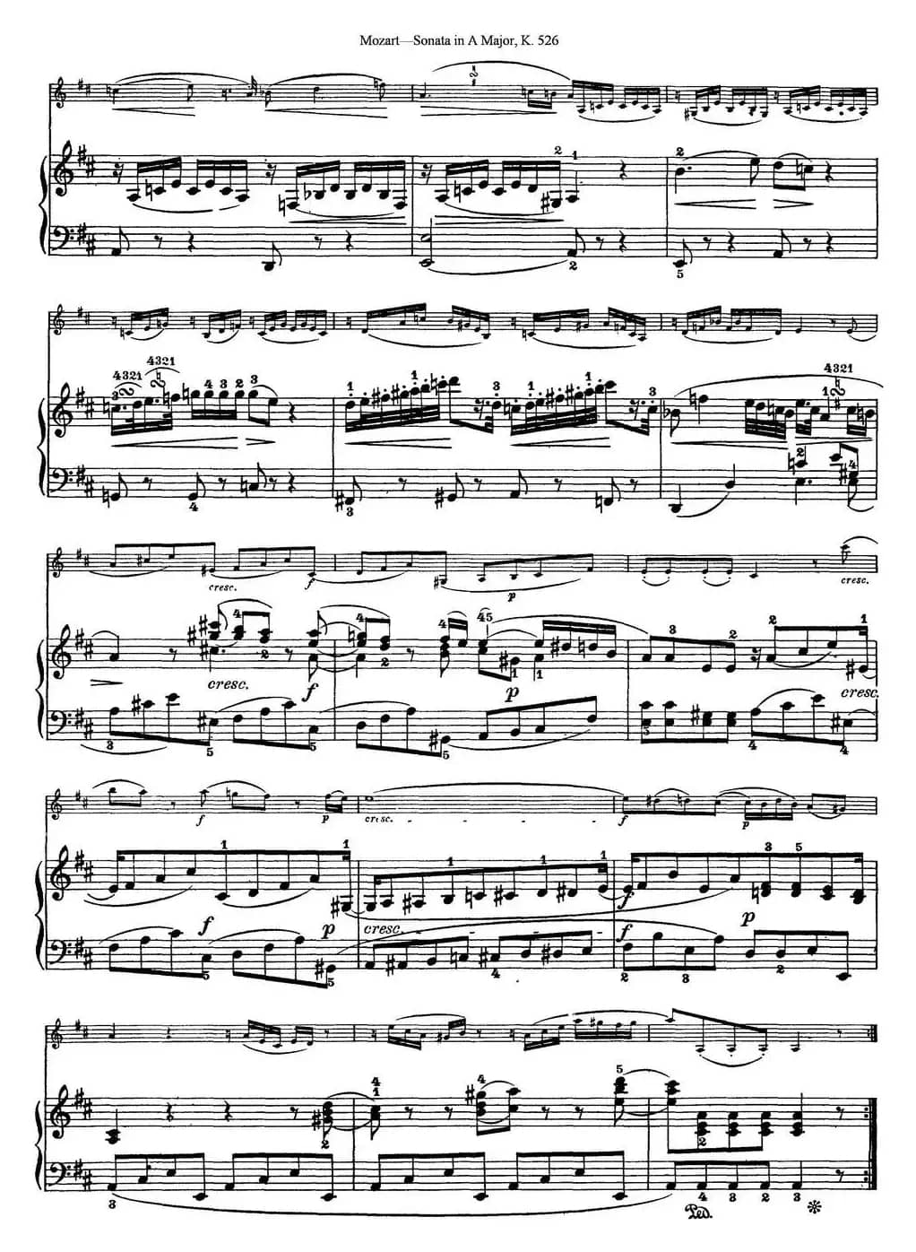 Violin Sonata in A Major K.526（小提琴+钢琴伴奏）