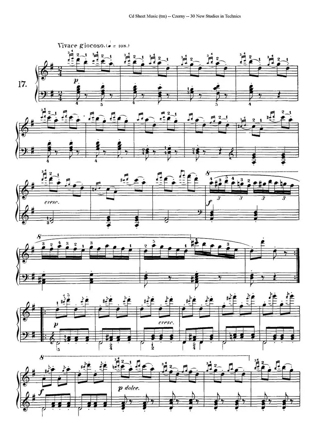 Czerny - 30 New Studies - 17（车尔尼Op849 - 30首练习曲）