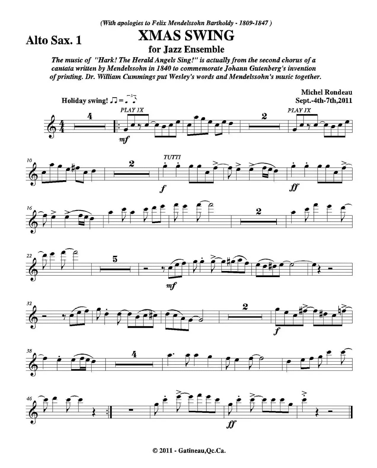 XMAS SWING（第一中音萨克斯分谱）