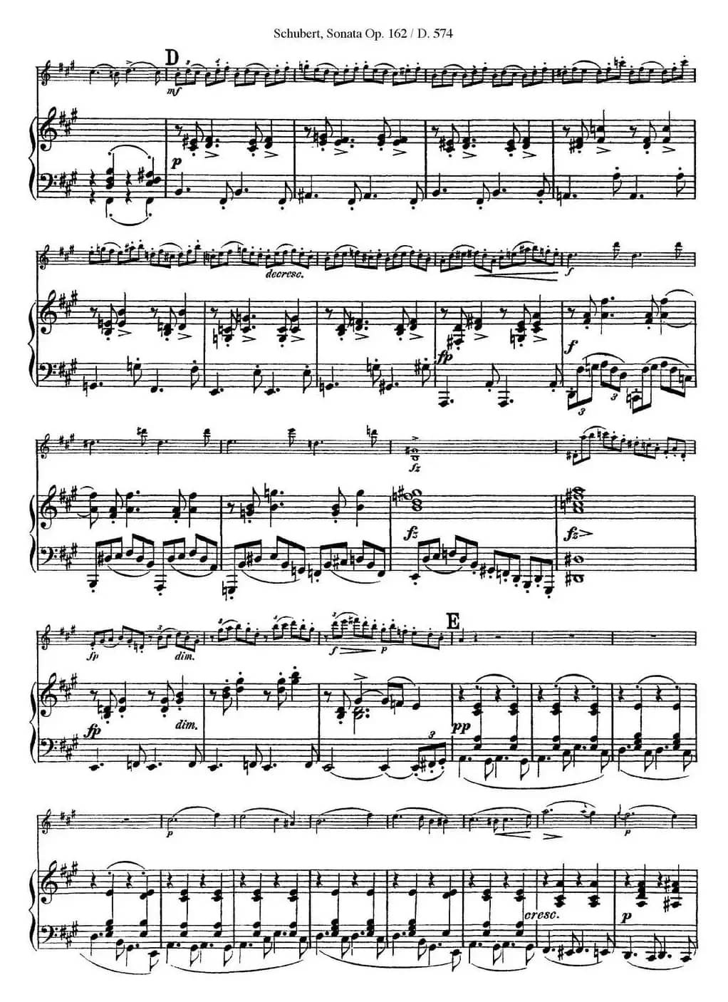 Violin Sonata in A major Op.162 D.574（小提琴+钢琴伴奏）