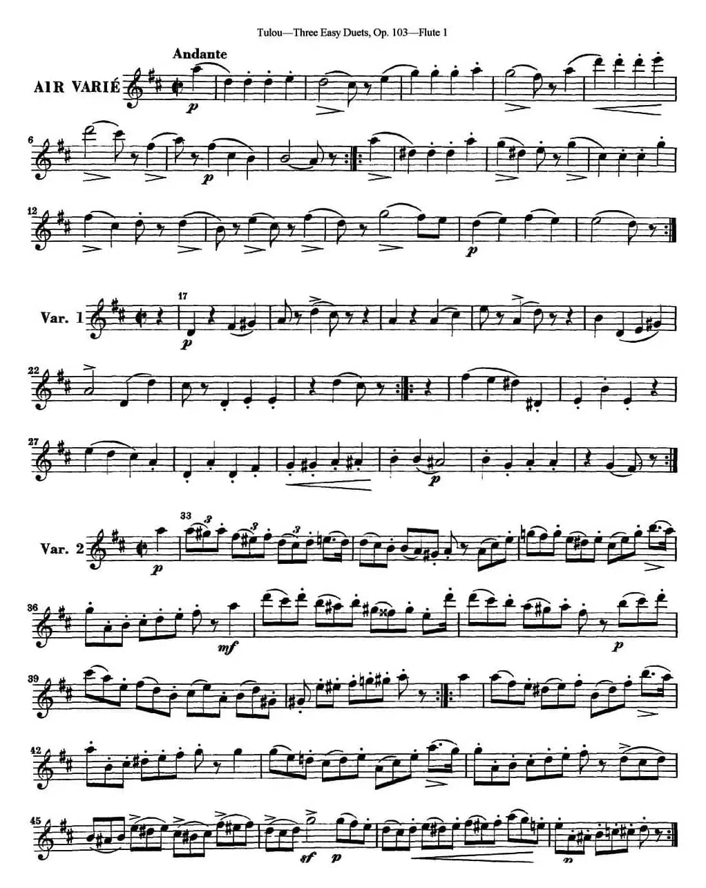 图露三首长笛简易重奏曲Op.103（Flute 1）（NO.1）