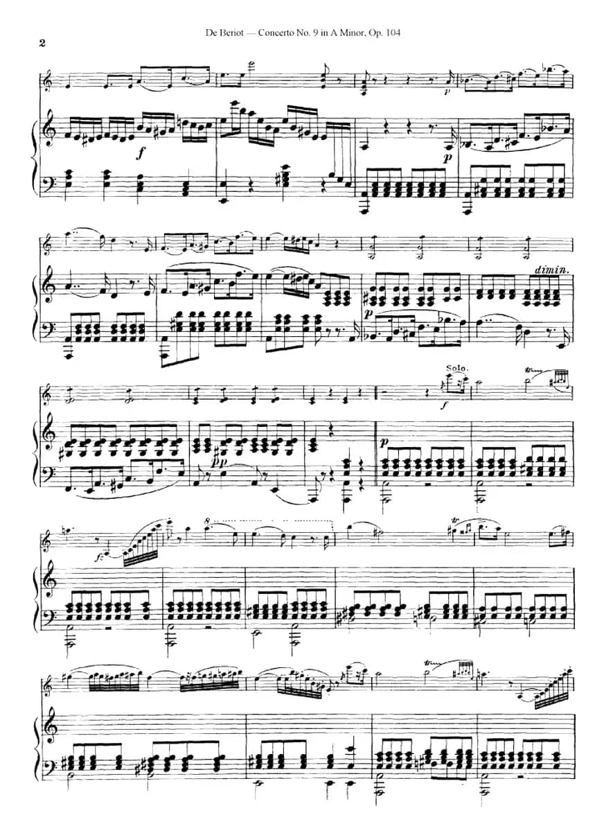 Beriot《Concerto No.9 in A Minor》Op.104（贝里奥《A小调第九小提琴协奏曲》Op.104、小提琴+钢琴伴奏）