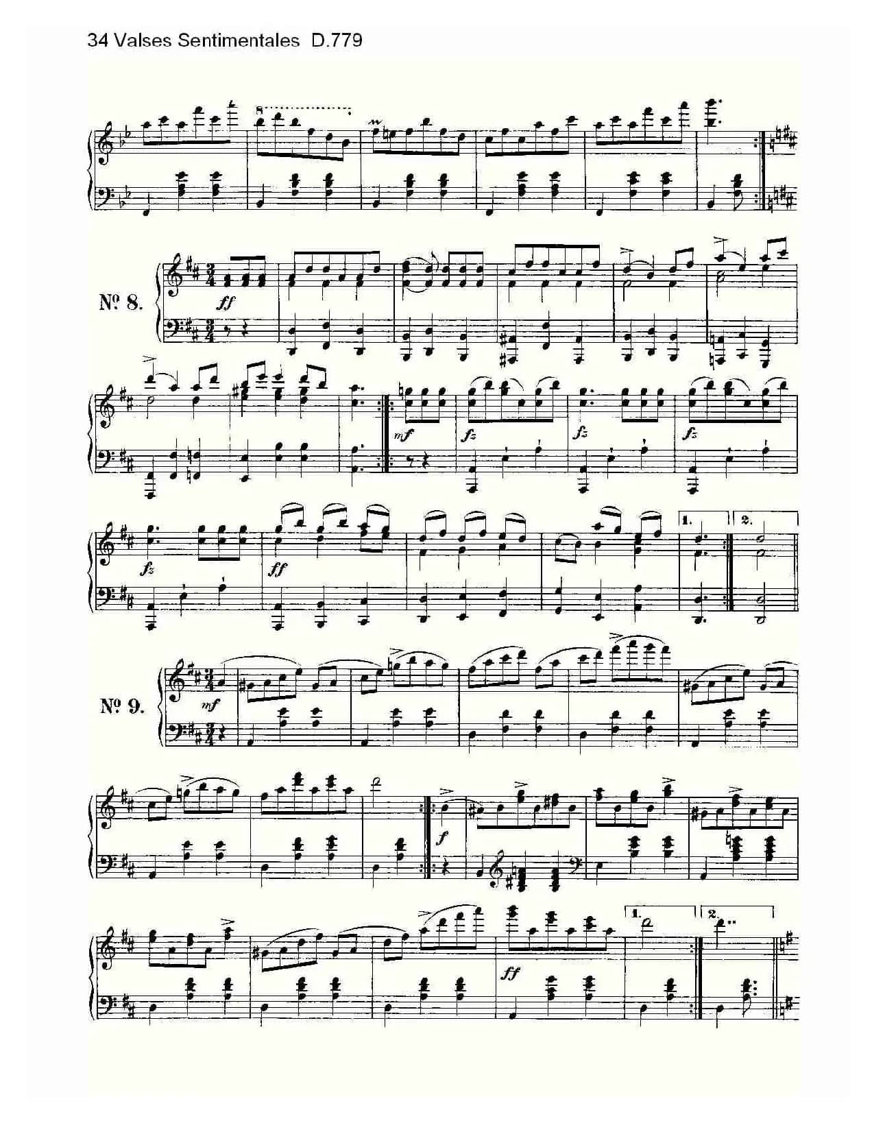 34 Valses Sentimentales D.779（34 伤感圆舞曲 D.779）