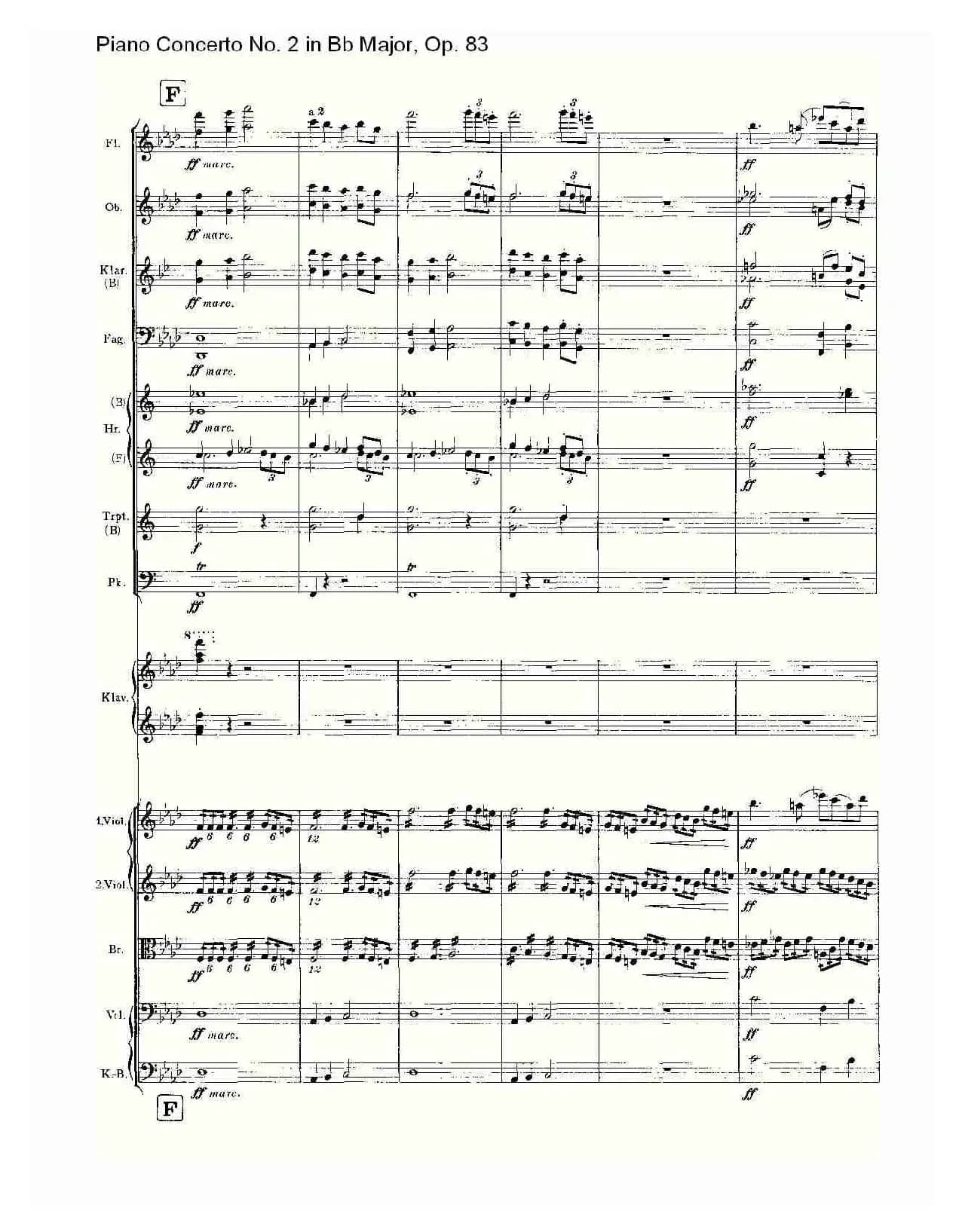 Bb大调钢琴第二协奏曲, Op.83第一乐章（一）