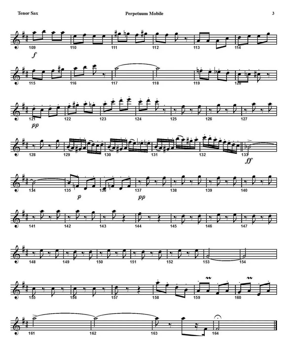 PERPETUUM MOBILE（四重奏·次中音萨克斯分谱）