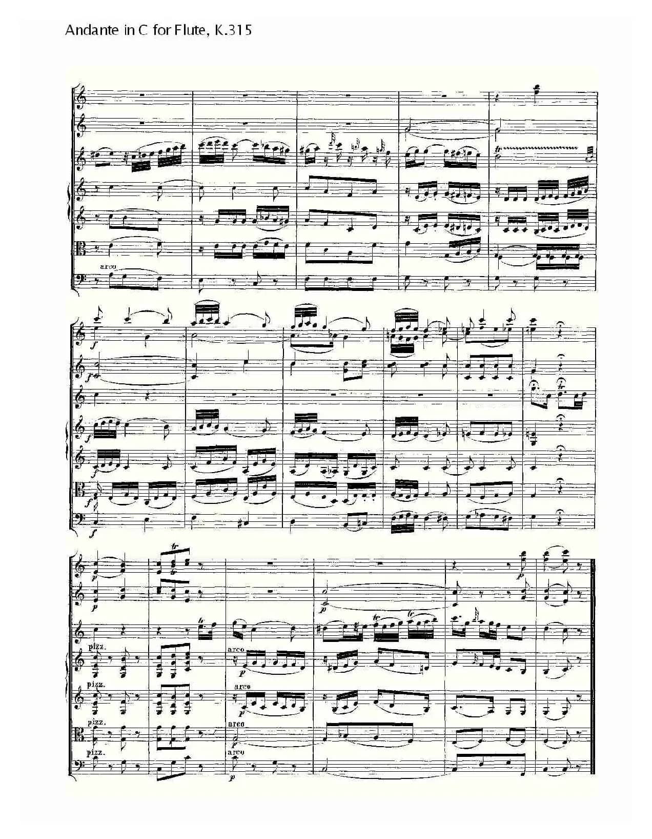 Andante in C for Flute, K.315（D调长笛行板协奏曲, K.315）