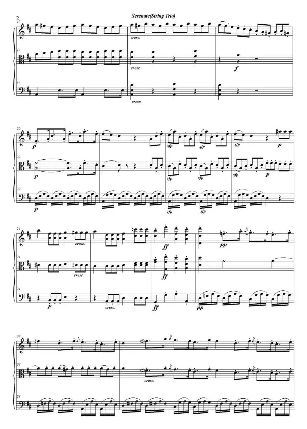 Serenate（String Trio）（D大调弦乐三重奏Op.8,I）