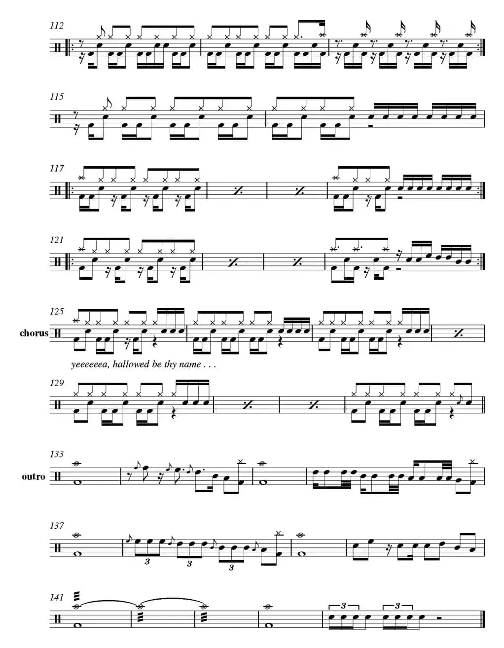 爵士鼓谱：Iron Maiden - Hallowed be thy name