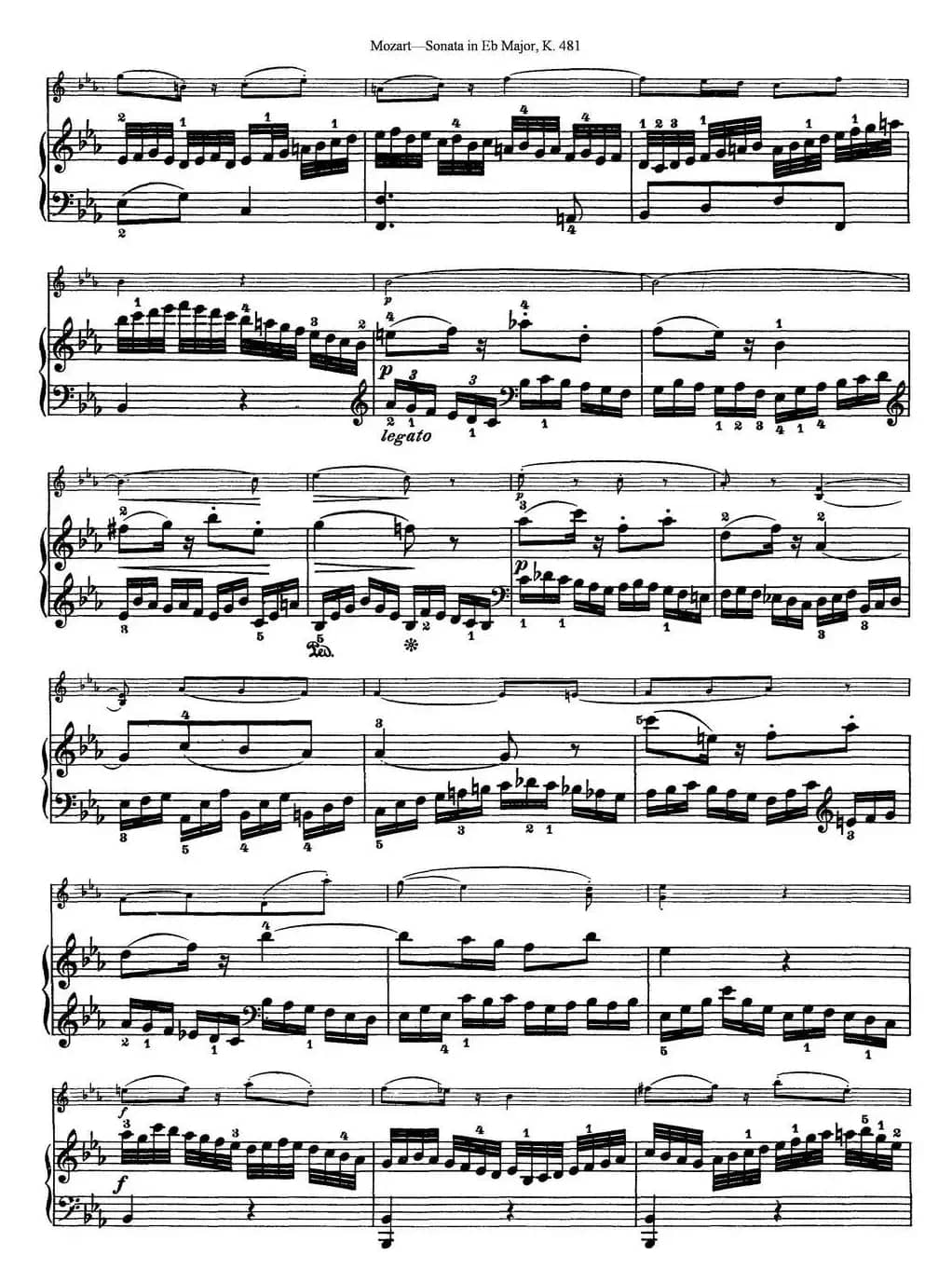 Violin Sonata in Eb Major K.481（小提琴+钢琴伴奏）