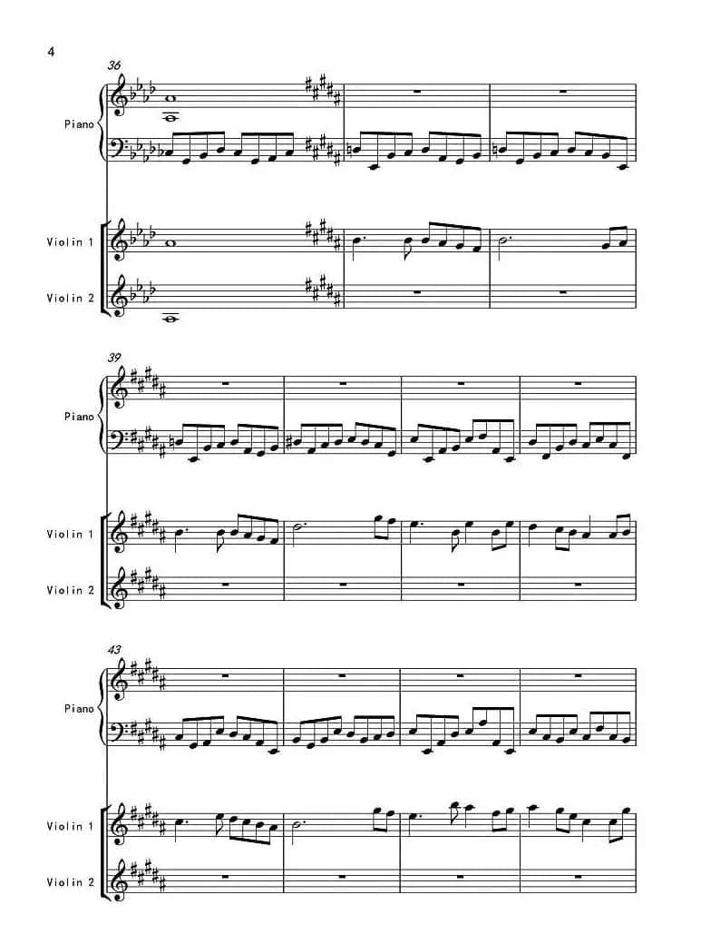 降A大调小夜曲II（夜）（双小提琴+钢琴）