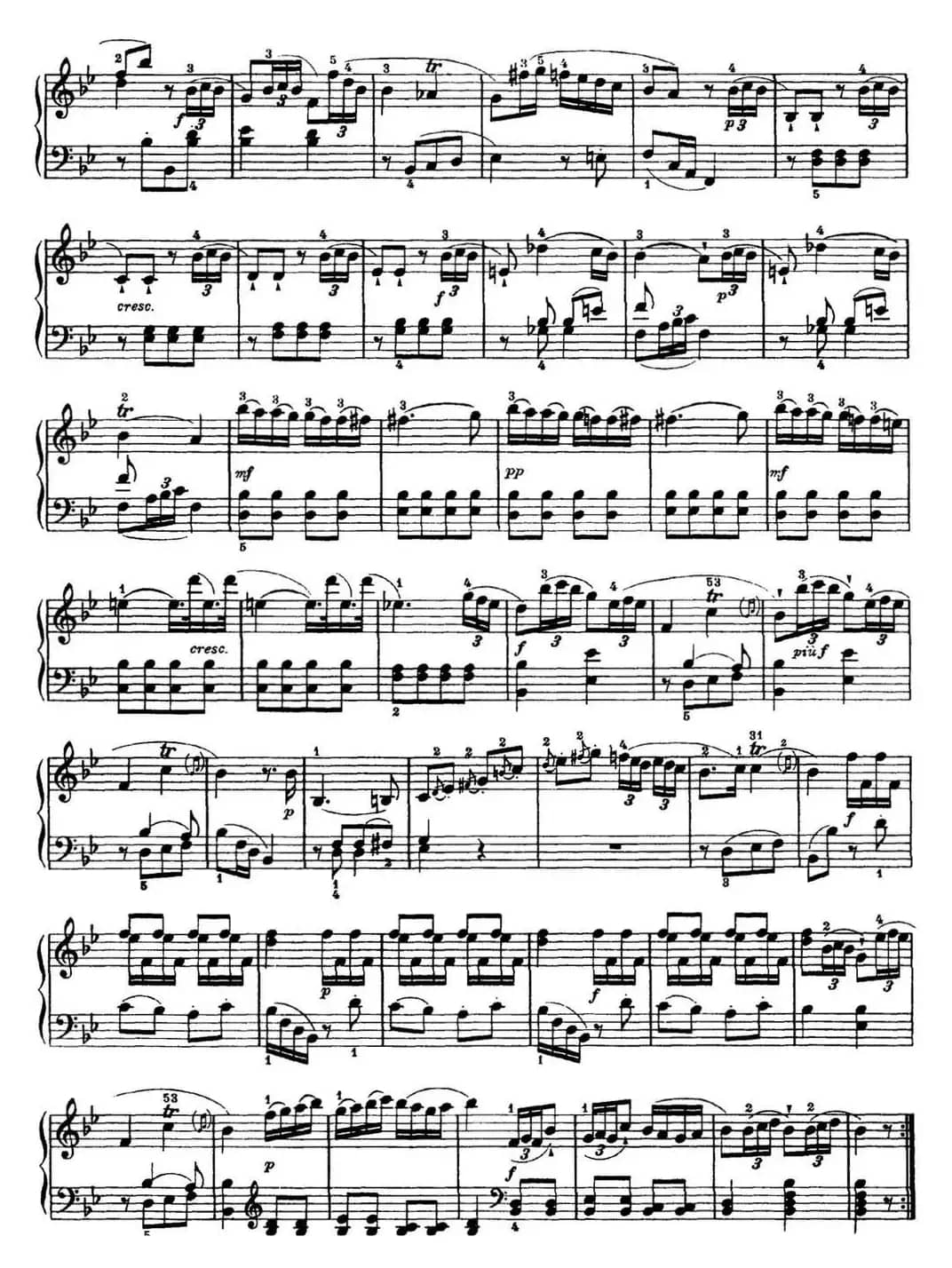 海顿 钢琴奏鸣曲 Hob XVI 2 Partita B-flat major