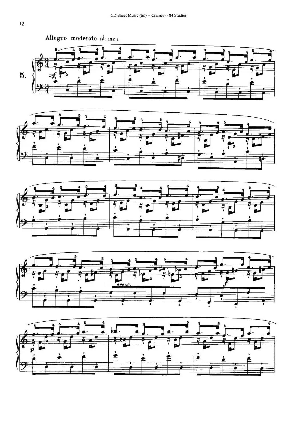 Cramer - 84 exercices（1—5）（克拉莫84首钢琴练习曲）